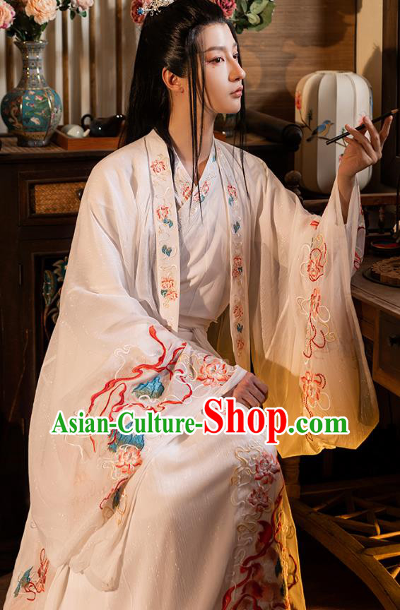 China Ancient Scholar Clothing Song Dynasty Young Childe Replica Costumes Hanfu Embroidered Garments Complete Set