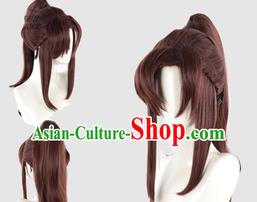 Sailor Moon Makoto Kino Cosplay Wig Mixed Brown Single Ponytail Full Head Cover