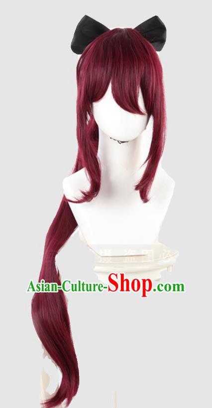 Magical Girl Madoka Sakura Kyoko Cosplay Wig Tiger Mouth Clip Single Ponytail Full Wig