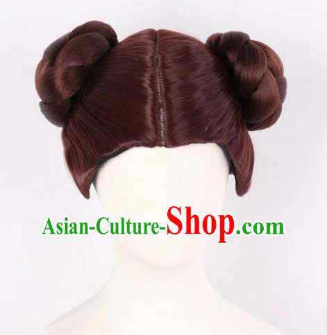 Brown Fitted Bun Style Cosplay Wig