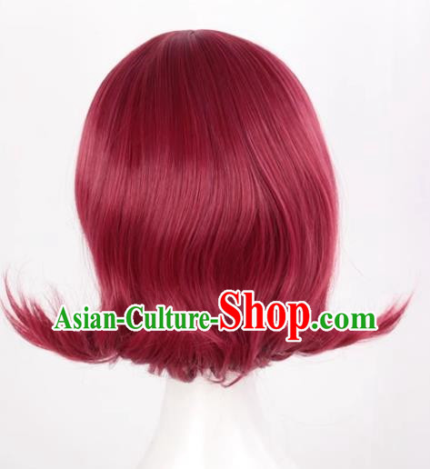 Arknights Ark Angel Burgundy Reversed Short Hair Cosplay Anime Full Wig