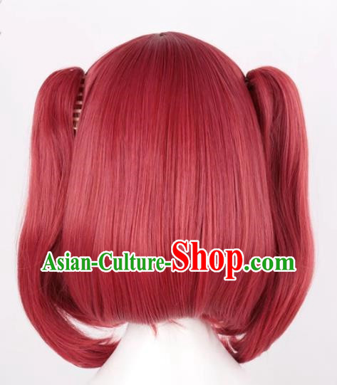 Kurosawa Ruby Water Ball Aqours Small Tiger Mouth Clip Mixed Dark Red Cosplay Anime Wig