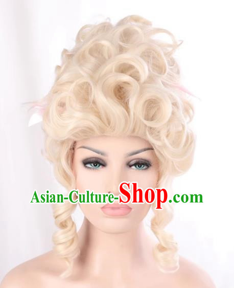 Fluffy European And American Queen Sand Apricot Color Slightly Curly High Temperature Wire Dance Cosplay Cos Wig