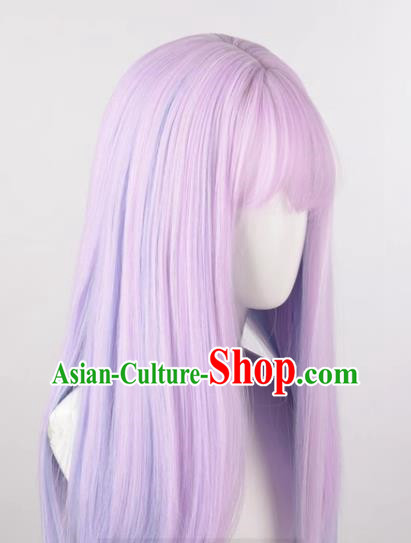 Wig Female Long Hair Long Straight Hair Pink Purple Mixed Blue Gradient Lolita Ladies Lolita Whole Wig