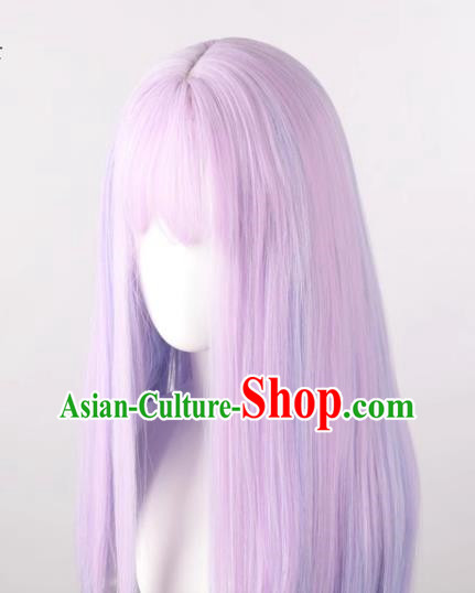 Wig Female Long Hair Long Straight Hair Pink Purple Mixed Blue Gradient Lolita Ladies Lolita Whole Wig