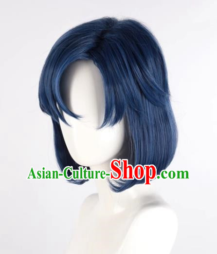 Sailor Moon Mizuno Ami Mercury Mixed With Blue Short Curly Hair Cos Anime Wig Fake Hair