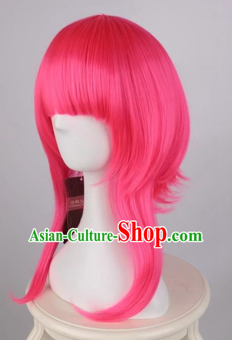 Rose Red Cosplay Mid Length Anime Female Style Tennoji Rina Universal Full Bangs Wig