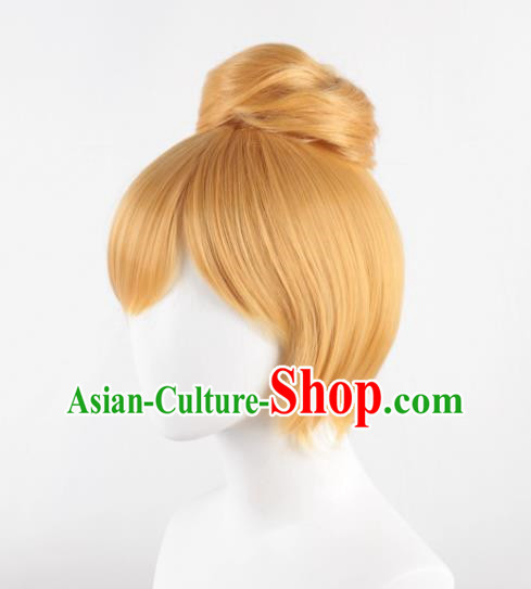 Wonderful Fairy Tinker Bell Animation Wig Golden Single Hair Cosplay Wig