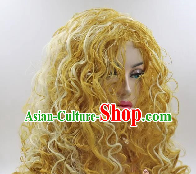 Screw Roll African Long Curly Hair Dirty Braids European And American Style Cosplay Ladies Curly Hair Mixed Blonde Wig