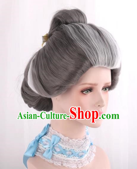 Stepmother Silver Gray Mixed White Animation Stage Play Cosplay COS Wig