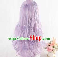 Lolita Harajuku Female Big Wavy Long Curly Hair Mixed Purple Lolita Wig Cute Jk Girl Fake Hair