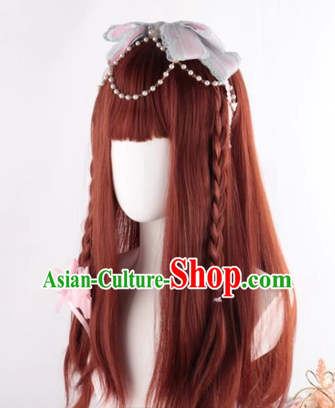 Long Hair Daily Natural Realistic Dirty Orange Long Curly Hair Soft Girl Internet Celebrity Lolita Girl Lo Wig