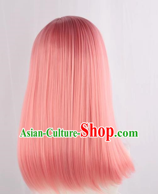 Long Straight Hair Soft Girl Lolita Pink Collarbone Hair Loli Lolita Wig Cos Fake Hair