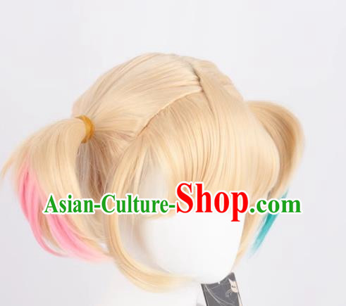 Harley Quinn Gradient Short Ponytail Cosplay Anime Wig