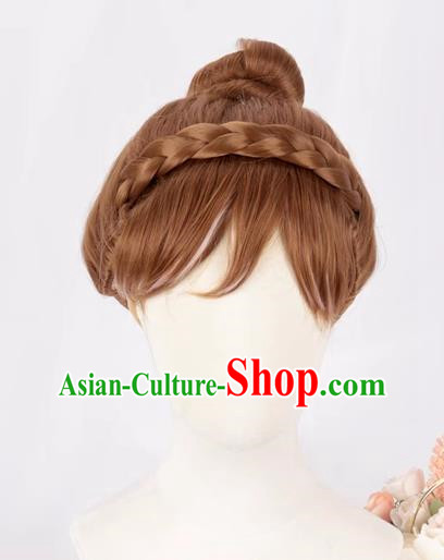 Brown Updo Hair Highlights And Braids Style Female Cos Wig