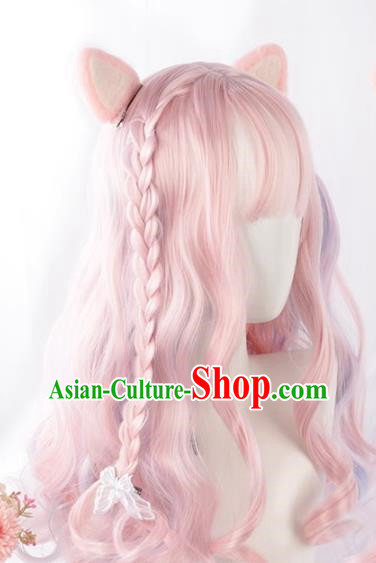 Harajuku Soft Girl Lolita Long Curly Hair Rainbow Color Cute Girl Cute Girl Cos Wig