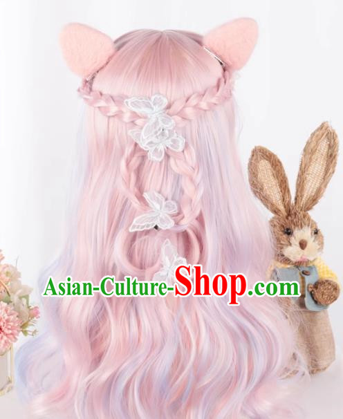 Harajuku Soft Girl Lolita Long Curly Hair Rainbow Color Cute Girl Cute Girl Cos Wig