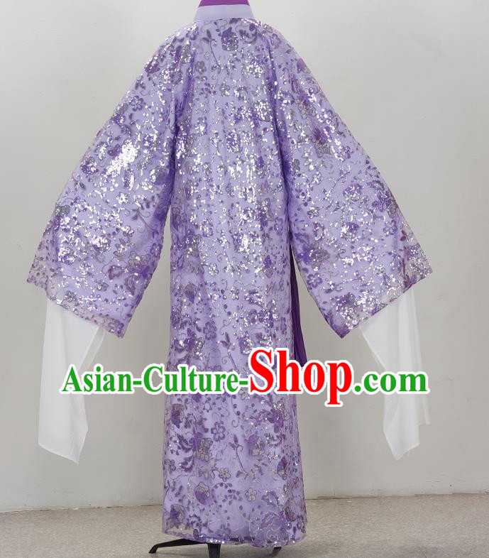 Purple Drama Costumes Ancient Costumes Yue Opera Huangmei Opera Costumes Cantonese Opera And Qiong Opera Costumes Sequins Diagonal Collar Water Sleeves Student Clothes