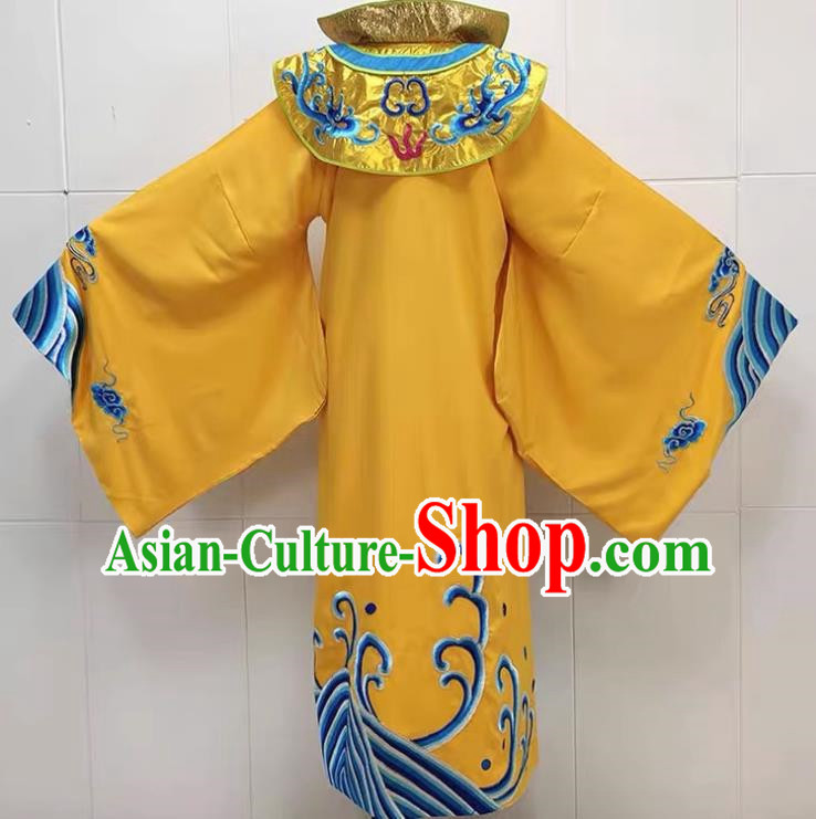 Golden Drama Costumes Ancient Costumes Shaoxing Opera Huangmei Opera Niche Embroidered Dragons Water Legs Large Cuffs Qinghe King Dragon Robe Emperor Prince Clothes