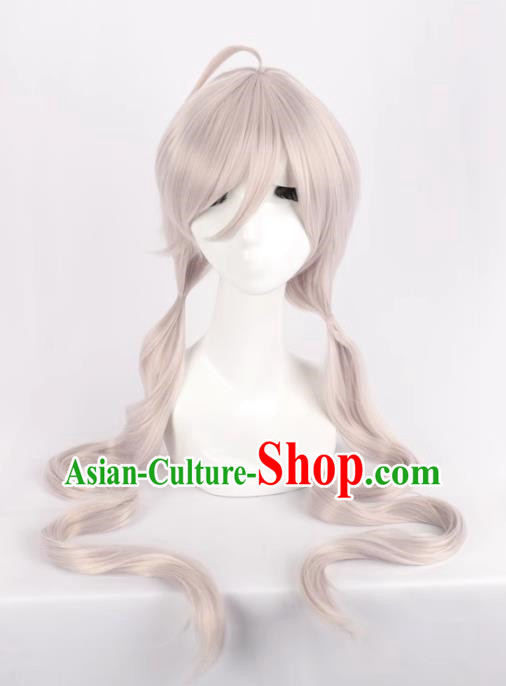 Yukiyin 100CM Cosplay Mixed Silver Double Ponytail Slender Straight Hair Wig