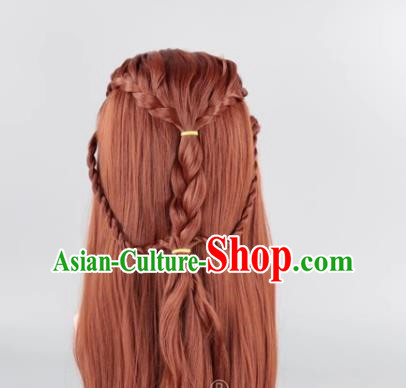 100CM Brown Beauty Pointed Elf Female Cosplay Anime Wig