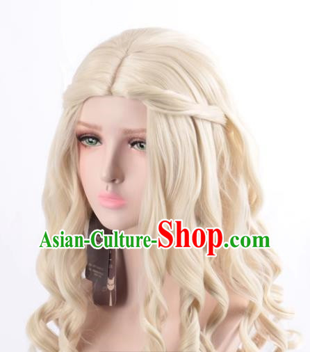 Queen Beige Middle Parted Long Curly Hair Cosplay Anime Wig