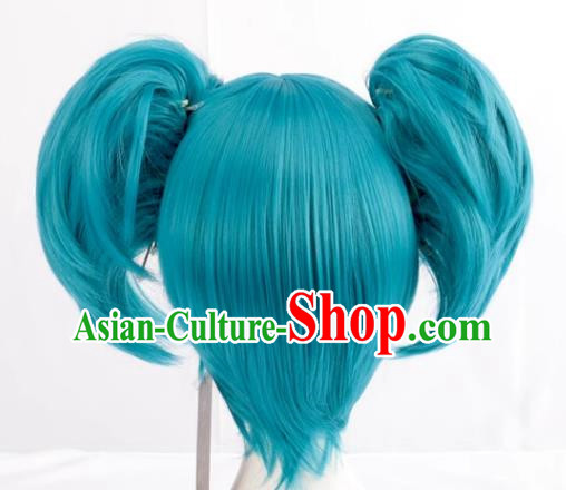 Cosplay Sally Face Sally  Face Mixed With Blue Lake Blue Twin Ponytails Anime Wig