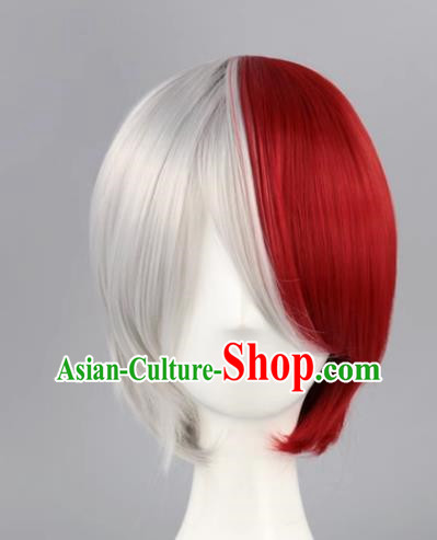 Todoroki My Hero Academia Red And White Short Straight Hair Cosplay Wig