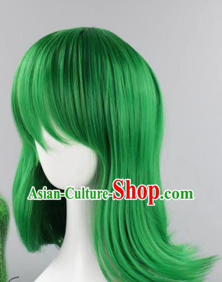 Inside Out Hates The Reverse Warped Mixed Green Short Hair Flip Up Style Cosplay Anime Wig