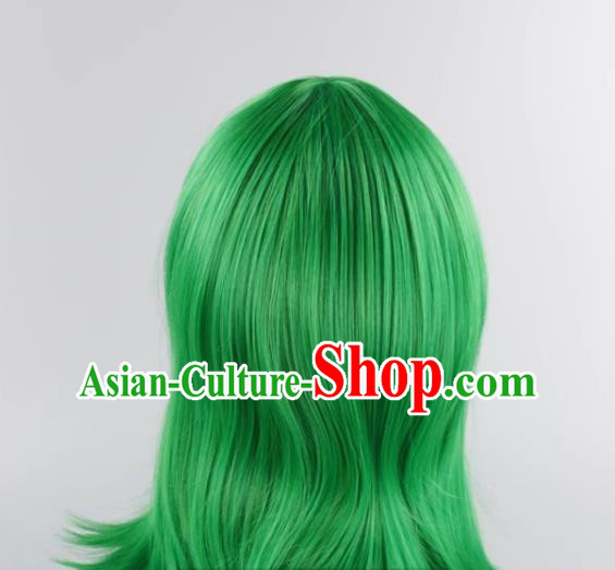 Inside Out Hates The Reverse Warped Mixed Green Short Hair Flip Up Style Cosplay Anime Wig