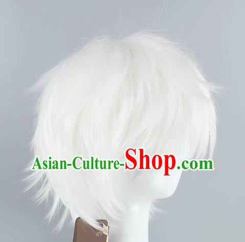 Gintama Sakata Gintoki Minghu Reversed Fluffy Qisili White Men Short Hair Cos Wig