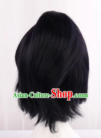 Yamato Mamoru Yasuda Cos Wig Sword Flurry Black And Blue Reverse Curled Hair Card Full Top Anime Fake Hair