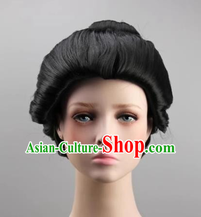 Japanese Geisha And Oiran Large Pan Head Costume Imperial Concubine Head Black Female Performance COS Wig