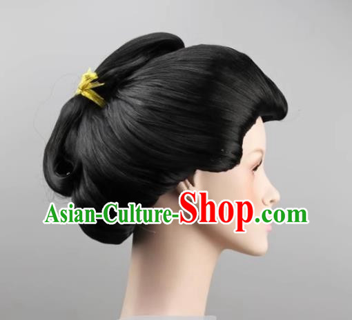 Japanese Geisha And Oiran Large Pan Head Costume Imperial Concubine Head Black Female Performance COS Wig