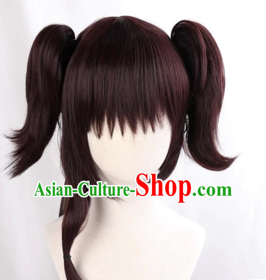 Iron Fortress Cabanelli Unnamed Dark Brown Split Double Tiger Clip Female Cosplay Wig