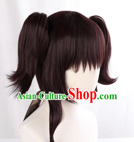 Iron Fortress Cabanelli Unnamed Dark Brown Split Double Tiger Clip Female Cosplay Wig