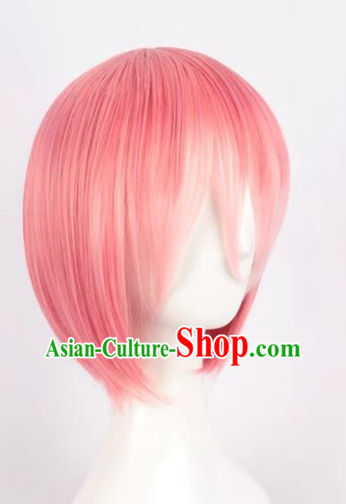 A Different World From Scratch Gradient Pink Maid Ram Adult Short Hair Cos Wig