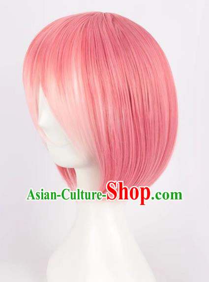 A Different World From Scratch Gradient Pink Maid Ram Adult Short Hair Cos Wig