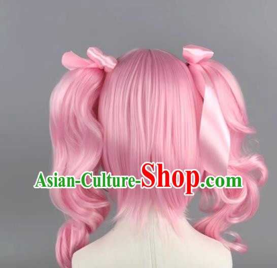 Bang Dream Aya Maruyama Light Pink Body Double Ponytail Short Curly Cosplay Wig