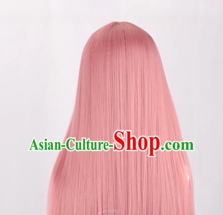 Female Long Hair Daily Pink Long Straight Hair Lolita Light Pink Lolita Air Bangs Cos Wig