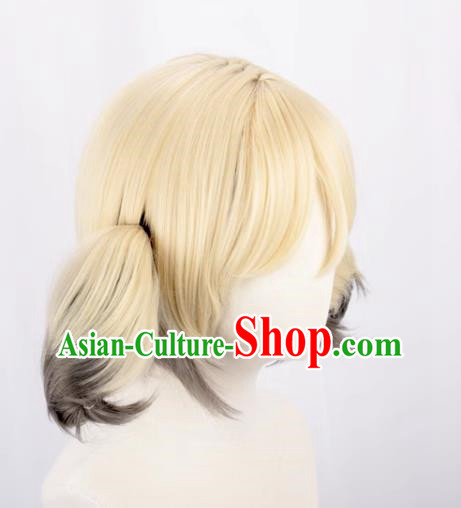 Arknights Ifrit Light Yellow Gradient Black And Gray Reversed Ponytail Cos Anime Wig