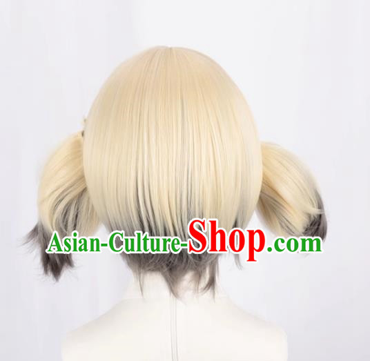 Arknights Ifrit Light Yellow Gradient Black And Gray Reversed Ponytail Cos Anime Wig