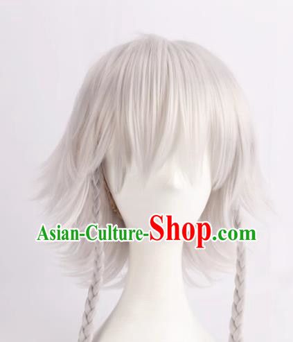 Touhou Project Sakuya Izayoi Cos Fake Hair Double Twist Silver White Cosplay Wig