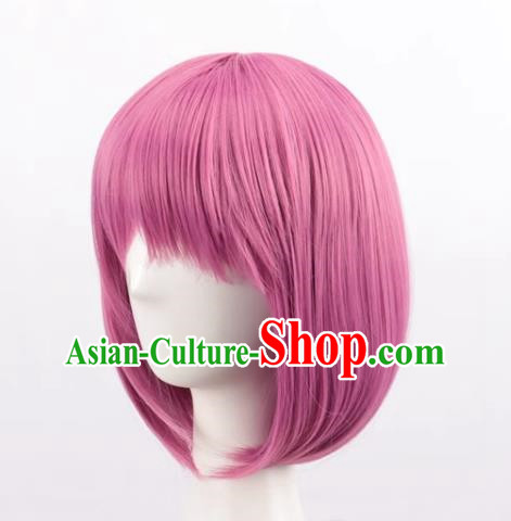 Fengxian Purple Female Short Hair Bobo Bob Hair Button Round Face Air Bangs Internet Celebrity Headgear Wig