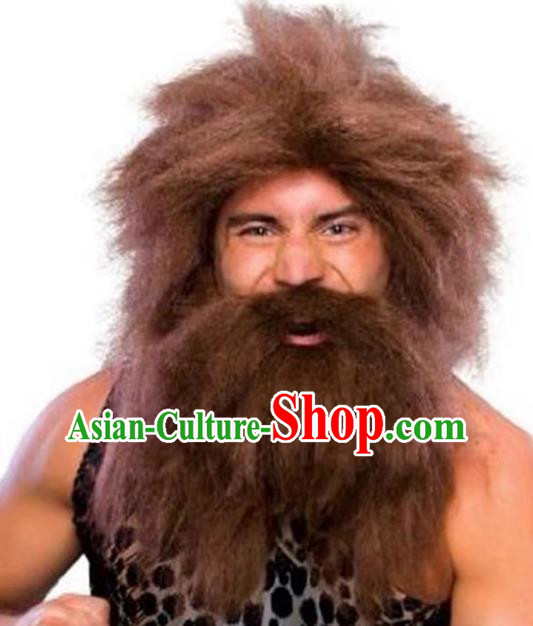 Halloween Performance Dress Up Wig Aboriginal Wig Beggar Funny Stage Performance Savage Wig Headgear