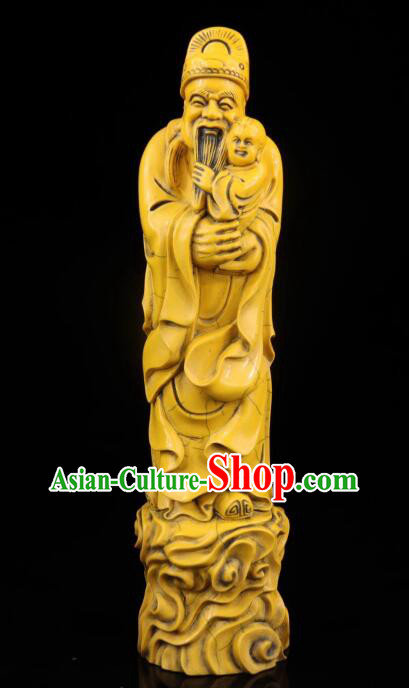 Chinese Handicraft Sculpture Handmade Statue Ox Bone Carving Collection