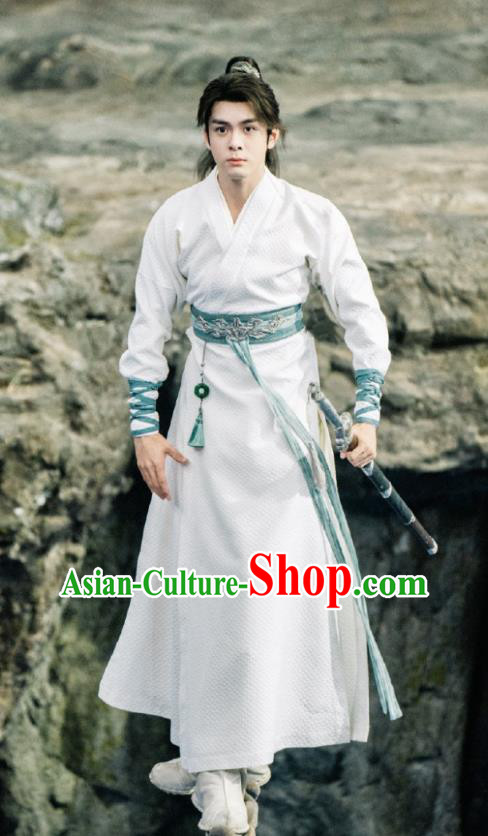 TV Series Mysterious Lotus Casebook Fang Duobing Costumes Ancient China Swordsman Garment Young Hero White Clothing