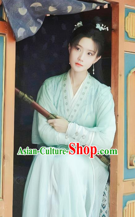Ancient China Young Woman Green Dress TV Series Mysterious Lotus Casebook Chivalrous Lady Su Xiaoyong Clothing