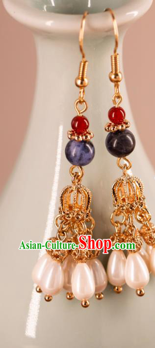 Handmade Hanfu Jewelries China Song Dynasty Empress Ear Accessories Ancient Bride Earrings