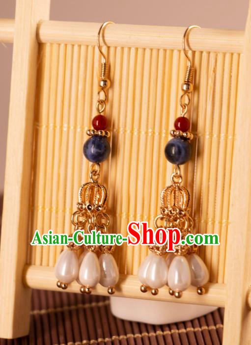 Handmade Hanfu Jewelries China Song Dynasty Empress Ear Accessories Ancient Bride Earrings
